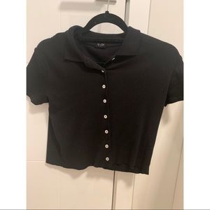 Brandy melville black button up crop top